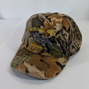 VTG Bluegill Hole Rend Lake Il Trucker Snapback Cap Hat Camo Geese Made in USA